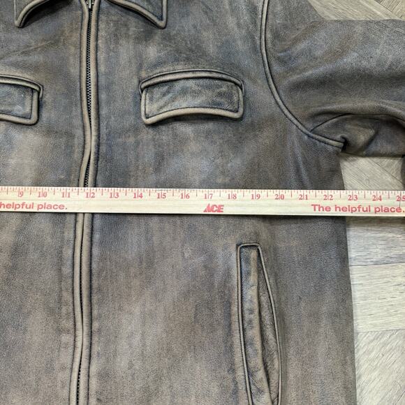 Vintage Guess Leather Bomber Jacket Distressed Suede Brown Men's Size M - Picture 9 of 10